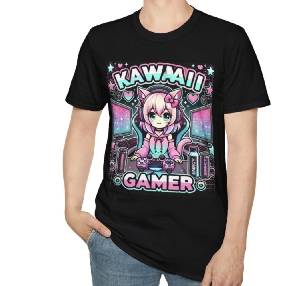 Kawaii Gamer Graphic Tee - Black